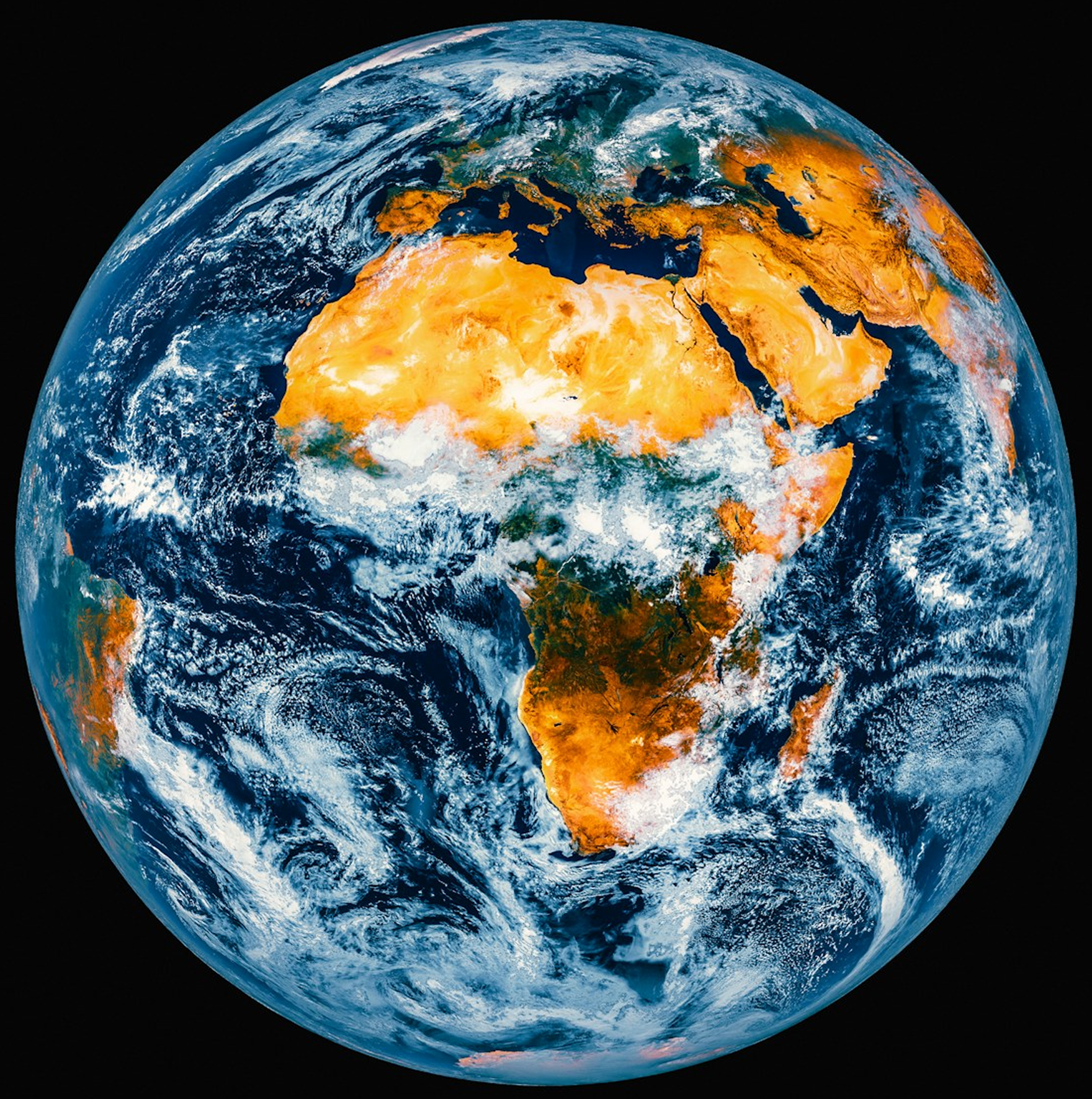 Globe centré sur l'Afrique